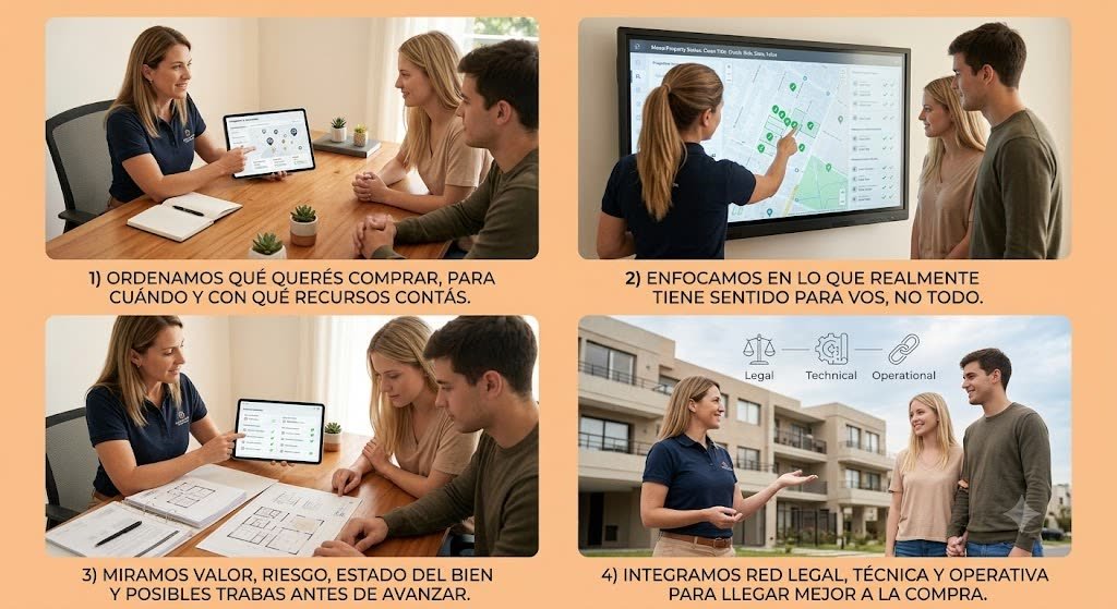 Secuencia de compra en cuatro paneles